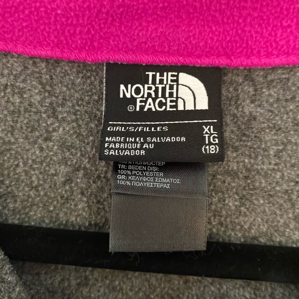 The North Face Girls Gray & Pink 1/4 Zip Fleece Pullover Youth XL - Picture 3 of 5
